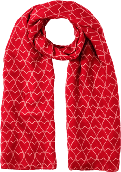 Red Heart Print Lightweight Scarf