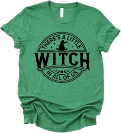 Simply Sage Market Women's A Little Witch In All Of Us Puff Print Short Sleeve Graphic Tee - XL - Grass Green