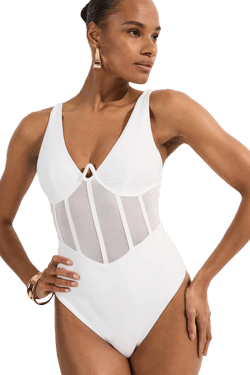 Panelled Mesh Cup Detail Swimsuit | Karen Millen