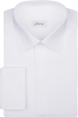 Essential white cotton French cuff evening shirt with plastron