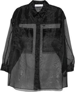 sheer panelled shirt