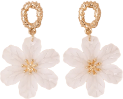 Edlyn White Flower Statement Earrings