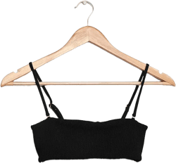 Chance Black Ribbed Bandeau Bikini Top