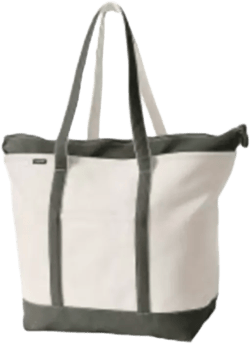 Extra Large Natural 5 Pocket Zip Top Long Handle Canvas Tote Bag
