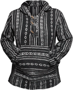 Women's Multicolored Hippie Pullover Hoodie Boho Baja