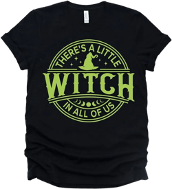 Simply Sage Market Women's A Little Witch In All Of Us Puff Print Short Sleeve Graphic Tee - M - Black