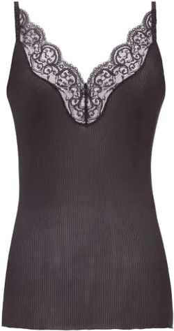 Laced Tank Top in Ribbed Silk Jersey