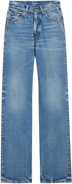 v-waist long baggy jeans in 50's blue 