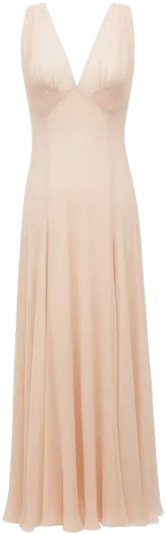 V-neck dress in silk crepe muslin