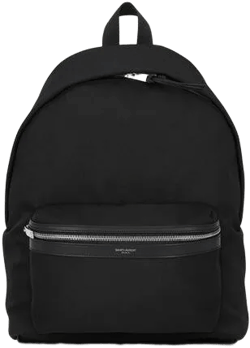 city backpack in canvas, nylon and leather