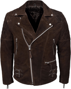 'Reckless' Men's Brown Suede Biker Style Motorcycle Real Leather Jacket 233