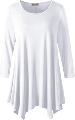 LARACE Plus Size Tops for Women 3/4 Sleeve Shirts Tunic Tops Loose Fit Basic Lady Clothes White 1X