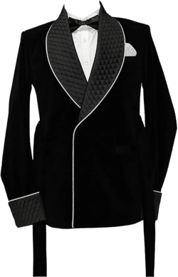 Smoking Jacket, Men Double Breasted Luxury Velvet Black Cigar Blazer for Dinner,Party,Wedding,Hosting,All Ocasion XX-Large Black