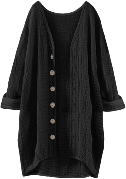 Lightweight Cardigans for Women Cotton Long Sleeve Cardigan Fall Button Down Front Cardigan Casual Trendy Outfits 2025 Black XX-Large