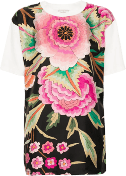 floral-print silk-cotton blend T-shirt