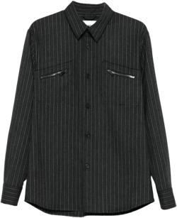 pinstripe zip-pocket shirt