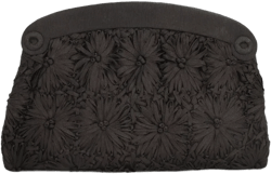 floral-appliqué clutch bag