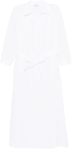 pintuck-detail midi dress