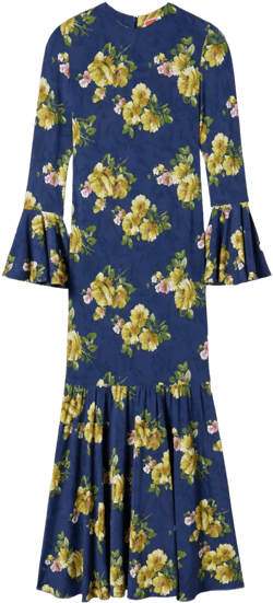 floral bell-sleeve midi dress