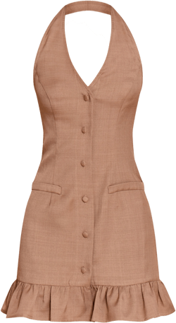 Mushroom Tailored Woven Button Down Frill Hem Shift Dress