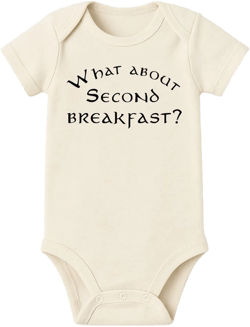 What About Second Breakfast Onesie® - 100% Cotton -Cream Color (12 Month, Cream) Short Sleeve 12 Month Cream