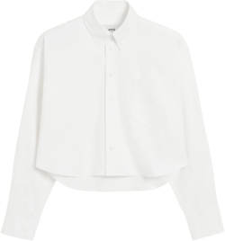 White Cotton Ami De Coeur Cropped Oversized Shirt