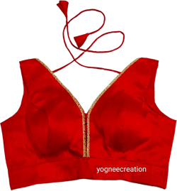 Designer Red V Neck Silk Saree Blouse, Readymade Saree Blouse, Indian Blouse For Women, Designer Indian Blouse, Custom Stitch Indian Blouse