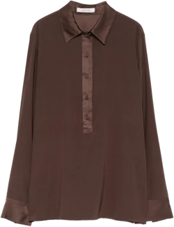 collar-detail silk blouse