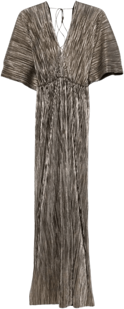 Athens pleated V-neck maxi dress