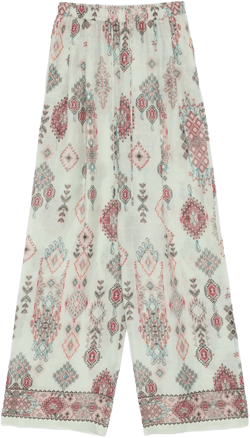 geometric-print ramie trousers