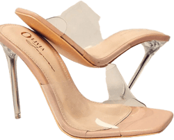 Open-Toe Lucite Stiletto Heels