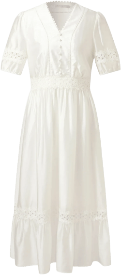 Tencel Blend Patchwork Lace Women Maxi Dress