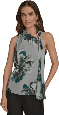 Women's Sleeveless Printed Scarf Top
