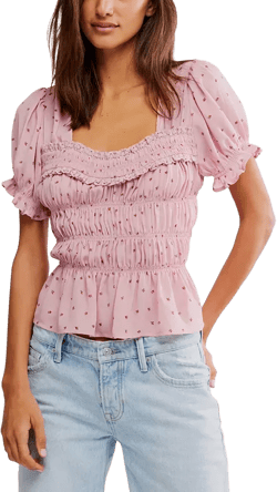 Women's Adore You Printed Puff-Sleeve Blouse