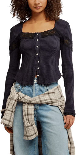 Women's Lets Party Square-Neck Button-Front Top