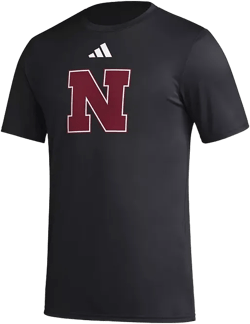 Men's Black Nebraska Huskers Primary Locker Logo Pre-Game AEROREADY T-Shirt