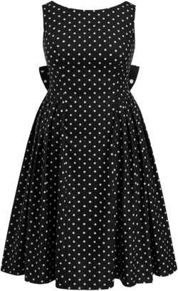 Linen-blend Boat Neck Polka Dot Backless Bowknot Midi Dress Curve & Plus