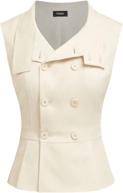 Cotton-blend Stand Collar Double Breasted Tank Top