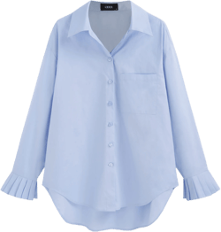 100% Cotton Collar Long Sleeve Asymmetrical Hem Oversized Shirt