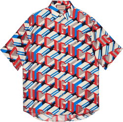 logo-print silk shirt