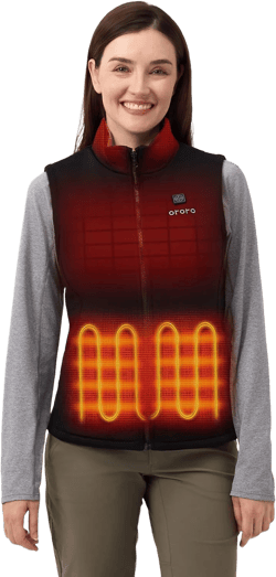ORORO [Upgraded] Women's Heated Fleece Vest with Heated Collar and Battery, Lightweight Heating Vest Fleece Small Black