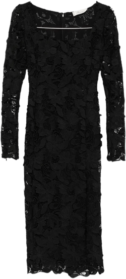 floral-lace long-sleeves midi party dress
