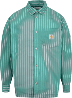 Work In Progress Grimsby Stripe Shirt Jacket In Green