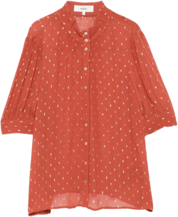 metallic-dot button blouse