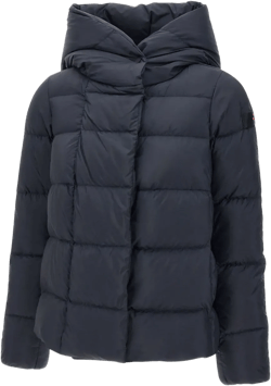 wraparound-hood quilted jacket