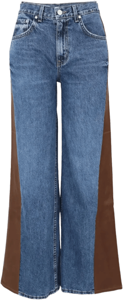 panelled denim straight-leg jeans