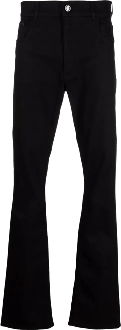 leather logo-patch straight-leg jeans