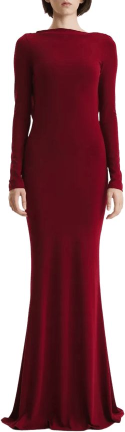 cowl-back maxi dress