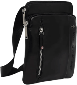 zip-fastening leather messenger bag