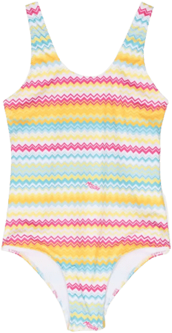 Missoni Kids zigzag-print stretchy swimsuit - Yellow